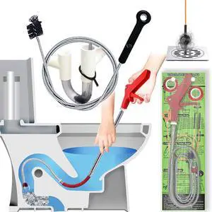 Toilet Auger/Drain Clog Remover Tool Kit-1PCS Toilet Snake Grabber,2PCS Drain Snake Hair Remover1PCS AC Drain Line Cleaner Tool for Blocking and Cleaning Toilets, Kitchen Sinks, Bath Tubs and Sewers Toilet Auger/Drain Clog Remover Tool Kit-1PCS Toilet Snake Grabber,2PCS Drain Snake Hair Remover1PCS AC Drain Line Cleaner Tool for Blocking and Cleaning Toilets, Kitchen Sinks, Bath Tubs and Sewers