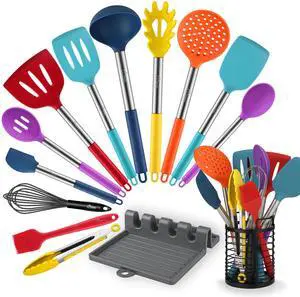 446°F Heat Resistant Silicone Kitchen Utensils, Cooking Utensil Set, Spatula Set, BPA Free, Kitchen Gadgets, Utensils Holder, Dishwasher Safe, 14pcs Multicolor 446°F Heat Resistant Silicone Kitchen Utensils, Cooking Utensil Set, Spatula Set, BPA Free, Kitchen Gadgets, Utensils Holder, Dishwasher Safe, 14pcs Multicolor