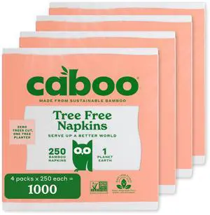 Tree Free Napkins, 4 Packs of 250, 1000 Total Napkins, Sustainable & Disposable Kitchen Napkin Tree Free Napkins, 4 Packs of 250, 1000 Total Napkins, Sustainable & Disposable Kitchen Napkin