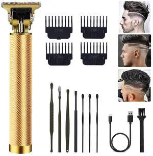 Hair Clippers for Men, Hair Trimmer T Blade Trimmer Zero Gapped Trimmer, Cordless Rechargeable Beard Trimmer Shaver Hair Cutting Kit with Ear Spoon Tool Set (Gold) Hair Clippers for Men, Hair Trimmer T Blade Trimmer Zero Gapped Trimmer, Cordless Rechargeable Beard Trimmer Shaver Hair Cutting Kit with Ear Spoon Tool Set (Gold)
