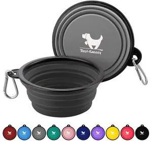 Collapsible Dog Bowls for Travel, 2-Pack Dog Portable Water Bowl for Dogs Cats Pet Foldable Feeding Watering Dish for Traveling Camping with Carabiners, BPA Free (Grey&Black, Small (Pack of 2)) Collapsible Dog Bowls for Travel, 2-Pack Dog Portable Water Bowl for Dogs Cats Pet Foldable Feeding Watering Dish for Traveling Camping with Carabiners, BPA Free (Grey&Black, Small (Pack of 2))