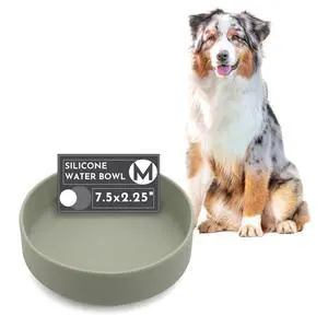 Dog Water Bowl - The Perfect Dish No-Spill, Less Mess Non-Tippable Water & Food Bowl, Pure Silicone with Suction Cup Fits 5 Cups 7.5" Across x 2.25" Tall, Ideal for All Pets, Medium-Sage Dog Water Bowl - The Perfect Dish No-Spill, Less Mess Non-Tippable Water & Food Bowl, Pure Silicone with Suction Cup Fits 5 Cups 7.5" Across x 2.25" Tall, Ideal for All Pets, Medium-Sage
