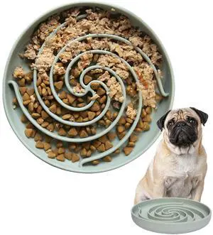 Slow Feeder Dog Bowls, Dishwasher Microwave Safe Silicone Puppy Puzzle Bowl with Non-Slip Design for Eating (Grey Green) Slow Feeder Dog Bowls, Dishwasher Microwave Safe Silicone Puppy Puzzle Bowl with Non-Slip Design for Eating (Grey Green)