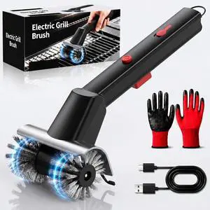 Electric Grill Brush with Water Spray & LED Light, 2600mAh Rechargeable BBQ Cleaner with 2 Speed Modes, 100 Mins Runtime, 304 Stainless Steel Heat Resistant Grill Brush for Outdoor Camping Electric Grill Brush with Water Spray & LED Light, 2600mAh Rechargeable BBQ Cleaner with 2 Speed Modes, 100 Mins Runtime, 304 Stainless Steel Heat Resistant Grill Brush for Outdoor Camping