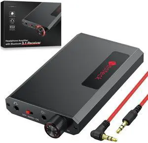 Portable 3.5mm Headphone Amplifier with Bluetooth 5.1 Receiver, Bass Boost Switch, 16-300 Ohm HiFi Earphone Amp, Aluminum Matte Surface Portable 3.5mm Headphone Amplifier with Bluetooth 5.1 Receiver, Bass Boost Switch, 16-300 Ohm HiFi Earphone Amp, Aluminum Matte Surface