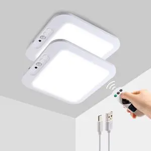 Rechargeable Ceiling Light with Remote 2 Pack, 4000mAh Battery, Motion Sensor Indoor Shower Light, Dimmable & 3 CCT (3000K/4500K/6500K), Timer for Closet, Hallway, Bathroom, Patio Rechargeable Ceiling Light with Remote 2 Pack, 4000mAh Battery, Motion Sensor Indoor Shower Light, Dimmable & 3 CCT (3000K/4500K/6500K), Timer for Closet, Hallway, Bathroom, Patio