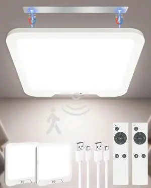 2 Pack Rechargeable Motion Sensor Ceiling Lights with Remote, Dimmable Magnetic Mount Closet Light, 7000mAh Battery Operated LED Shower Light, 3 Color Temperatures for Bathroom, Stairs, Hallway,Garage 2 Pack Rechargeable Motion Sensor Ceiling Lights with Remote, Dimmable Magnetic Mount Closet Light, 7000mAh Battery Operated LED Shower Light, 3 Color Temperatures for Bathroom, Stairs, Hallway,Garage