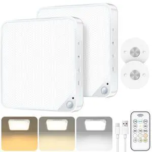 Rechargeable 6W Motion Sensor Ceiling Light Indoor, Wireless Magnetic Stick on Closet Light, Remote Control for Color & Brightness, Battery Operated Light for Shower, Bathroom, Pantry, Hallway, 2-Pack Rechargeable 6W Motion Sensor Ceiling Light Indoor, Wireless Magnetic Stick on Closet Light, Remote Control for Color & Brightness, Battery Operated Light for Shower, Bathroom, Pantry, Hallway, 2-Pack