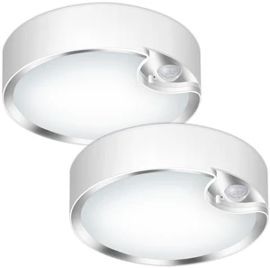 Motion Sensor Ceiling Light, Battery Operated Closet Lights 2Pack Wireless battery powered, cool white LED, indoor sensor lighting for shower hallway pantry stair bathroom garage shed wall Motion Sensor Ceiling Light, Battery Operated Closet Lights 2Pack Wireless battery powered, cool white LED, indoor sensor lighting for shower hallway pantry stair bathroom garage shed wall