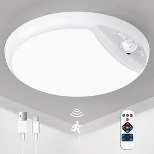 Rechargeable Motion Sensor Ceiling Light with Remote,Battery Powered Wireless Shower Lights,7.5in 600LM,10000mAh Battery Operated Ceiling Closet Light for Kitchen, Closet, Bathroom, Hallway Rechargeable Motion Sensor Ceiling Light with Remote,Battery Powered Wireless Shower Lights,7.5in 600LM,10000mAh Battery Operated Ceiling Closet Light for Kitchen, Closet, Bathroom, Hallway