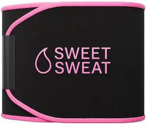 Sweet Sweat® Waist Trimmer for Women and Men - Sweat Band Waist Trainer for High-Intensity Training & Workouts Black/Pink Sweet Sweat® Waist Trimmer for Women and Men - Sweat Band Waist Trainer for High-Intensity Training & Workouts Black/Pink