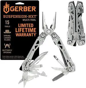 Gear Suspension-NXT 15-in-1 EDC Multi tool with Pocket Knife, Needle Nose Pliers and Wire Stripper Tools, Gifts for Men, Survival and Camping Gear, Stainless Steel Gear Suspension-NXT 15-in-1 EDC Multi tool with Pocket Knife, Needle Nose Pliers and Wire Stripper Tools, Gifts for Men, Survival and Camping Gear, Stainless Steel