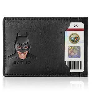 Leather Bat Wallet, Superhero Card Holder with Multiple Card Slots, Face Eyes Cutout Card Holder, Personalized ID Wallet Leather Bat Wallet, Superhero Card Holder with Multiple Card Slots, Face Eyes Cutout Card Holder, Personalized ID Wallet