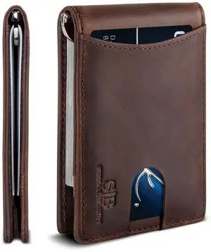 RFID Blocking Slim Bifold Genuine Leather Minimalist Front Pocket Wallets for Men with Money Clip Thin Gift (Texas Brown 1.S) RFID Blocking Slim Bifold Genuine Leather Minimalist Front Pocket Wallets for Men with Money Clip Thin Gift (Texas Brown 1.S)