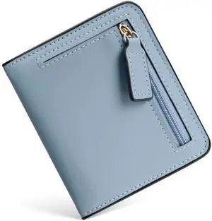 Womens Small Slim Leather Wallet with RFID Protection, Compact Bifold Mini Purse with Clear ID Window Womens Small Slim Leather Wallet with RFID Protection, Compact Bifold Mini Purse with Clear ID Window