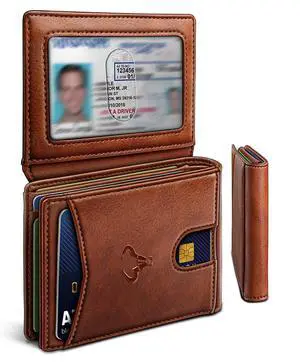 Men Wallet, Slim Leather Wallet Front Pocket Card Holder Gift For Men 11 Slots RFID Blocking Men Wallet, Slim Leather Wallet Front Pocket Card Holder Gift For Men 11 Slots RFID Blocking