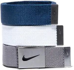 Men's 3 Pack Golf Web Belt, White/Gray/Navy, One Size Men's 3 Pack Golf Web Belt, White/Gray/Navy, One Size