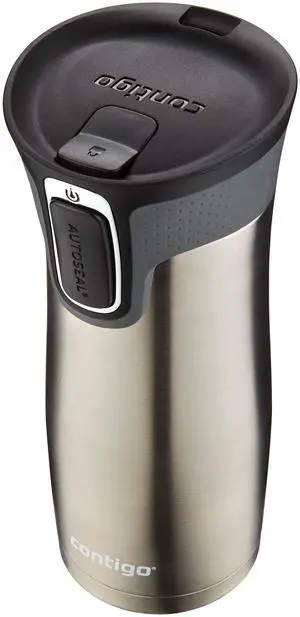West Loop Stainless Steel Travel Mug with AUTOSEAL Lid, 16oz., Stainless Steel/Black West Loop Stainless Steel Travel Mug with AUTOSEAL Lid, 16oz., Stainless Steel/Black