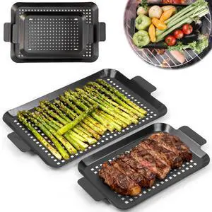 2PCS Grill pan: Grill topper for outdoor grill - Non-stick enamel coating grill topper suitable for camping, picnic, party 2PCS Grill pan: Grill topper for outdoor grill - Non-stick enamel coating grill topper suitable for camping, picnic, party