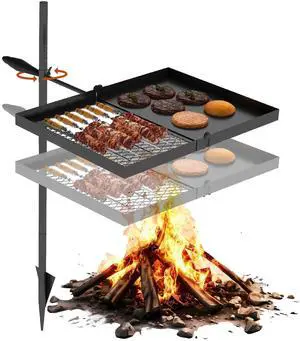 Folding Campfire Grill grate, Compact Height-Adjustable Fire Pit Grilling Grate, Heavy Duty Swivel Over Fire Cooking Grate with Handbag for Outdoor Camping Hiking Backpacking and Family Gatherings Folding Campfire Grill grate, Compact Height-Adjustable Fire Pit Grilling Grate, Heavy Duty Swivel Over Fire Cooking Grate with Handbag for Outdoor Camping Hiking Backpacking and Family Gatherings