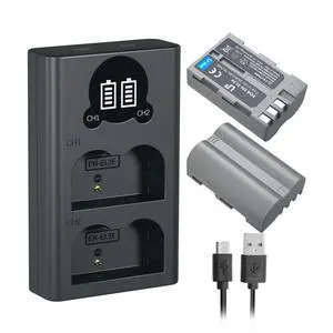 EN-EL3e Battery 2-Pack and Charger for Nikon EN EL3e, EL3, EL3a, MH-18, MH-18a, MH-19, Compatible with Nikon D700, D300s, D300, D200, D100, D90, D80, D70s, D70, D50 Camera & More EN-EL3e Battery 2-Pack and Charger for Nikon EN EL3e, EL3, EL3a, MH-18, MH-18a, MH-19, Compatible with Nikon D700, D300s, D300, D200, D100, D90, D80, D70s, D70, D50 Camera & More