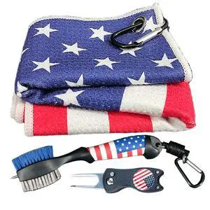 Club Brush and Amercian Flag Golf Towels, Golf Groove Cleaner Cleaning kit, Golf Accessories Cleaner Tool with Strong Magnet Stick to Golf Clubs or Bag (3-in-1 Accessories) Club Brush and Amercian Flag Golf Towels, Golf Groove Cleaner Cleaning kit, Golf Accessories Cleaner Tool with Strong Magnet Stick to Golf Clubs or Bag (3-in-1 Accessories)