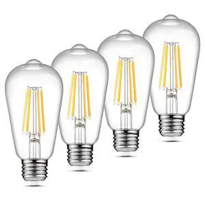 Vintage LED Edison Bulbs, 6W, Equivalent 60W, Non-Dimmable, High Brightness Warm White 2700K, ST58 Antique LED Filament Bulbs with 80+ CRI, E26 Medium Base, Clear Glass, Pack of 4 Vintage LED Edison Bulbs, 6W, Equivalent 60W, Non-Dimmable, High Brightness Warm White 2700K, ST58 Antique LED Filament Bulbs with 80+ CRI, E26 Medium Base, Clear Glass, Pack of 4