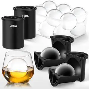 Clear Ice Cube Maker, 2.5" Stainless Steel Ice Ball Maker Mold for Whiskey & Cocktails, Non-BPA Premium Silicone Ice Cube Molds, Easy-Release Sphere Ice Maker, Bourbon Gifts for Men (2 PACK) Clear Ice Cube Maker, 2.5" Stainless Steel Ice Ball Maker Mold for Whiskey & Cocktails, Non-BPA Premium Silicone Ice Cube Molds, Easy-Release Sphere Ice Maker, Bourbon Gifts for Men (2 PACK)