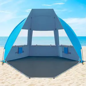 Portable Beach Tent for 3/4-5/6-7 Person with UPF 50+ UV Protection, Lightweight & Foldable Sun Shelter with 5 Sand Bags, Easy Setup Windproof Beach Umbrella Sun Shade Portable Beach Tent for 3/4-5/6-7 Person with UPF 50+ UV Protection, Lightweight & Foldable Sun Shelter with 5 Sand Bags, Easy Setup Windproof Beach Umbrella Sun Shade