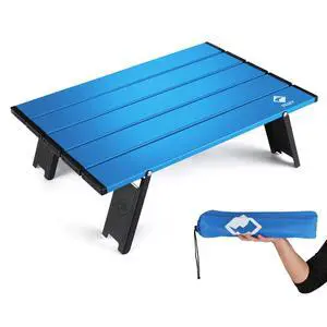 Portable Mini Folding Beach Table, Ultralight Aluminum Side Table with Carry Bag for Camping, Picnics, and Outdoor Activities - Blue Portable Mini Folding Beach Table, Ultralight Aluminum Side Table with Carry Bag for Camping, Picnics, and Outdoor Activities - Blue
