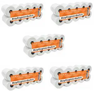 (5 Packs of 10 Rolls) 2 1/4 x 55 thermal paper rolls (50 Rolls - 55 GSM) Specially made for Clover Flex Mini, Square Terminal, Ingenico VX 520, PMC05262 Credit Card Receipt Paper (5 Packs of 10 Rolls) 2 1/4 x 55 thermal paper rolls (50 Rolls - 55 GSM) Specially made for Clover Flex Mini, Square Terminal, Ingenico VX 520, PMC05262 Credit Card Receipt Paper