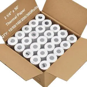 (50 Rolls) 2 1/4 x 50 Thermal Paper Receipt Rolls Premium Quality Paper fits all Credit Card Terminals (50 Rolls) 2 1/4 x 50 Thermal Paper Receipt Rolls Premium Quality Paper fits all Credit Card Terminals