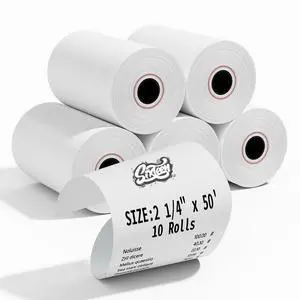 2 1/4'' x 50' Thermal Paper Rolls, 10 Rolls Thermal Receipt Paper, POS Cash Register Paper Receipt Rolls, Fits All Credit Card Terminal 2 1/4'' x 50' Thermal Paper Rolls, 10 Rolls Thermal Receipt Paper, POS Cash Register Paper Receipt Rolls, Fits All Credit Card Terminal