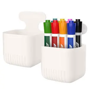 Magnetic Pen Holder, 2-Pack Whiteboard Organizer, White Magnetic Pen Holder, 2-Pack Whiteboard Organizer, White