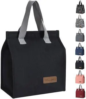 Insulated Lunch Bag for Men Women, Large Reusable Leakproof Lunch Box Container, Small Portable Thermal Snack Bag, Reusable Travel Office Work Beach Black Cooler Tote Bag for Adults, Black Insulated Lunch Bag for Men Women, Large Reusable Leakproof Lunch Box Container, Small Portable Thermal Snack Bag, Reusable Travel Office Work Beach Black Cooler Tote Bag for Adults, Black