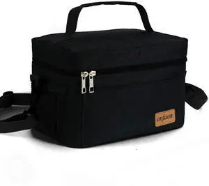 Lunch Bag for Men/Women, Insulated Reusable Lunch Box Leakproof Cooler Tote Bag Freezable with Adjustable Shoulder Strap for Office Work Picnic Beach(Black) Lunch Bag for Men/Women, Insulated Reusable Lunch Box Leakproof Cooler Tote Bag Freezable with Adjustable Shoulder Strap for Office Work Picnic Beach(Black)