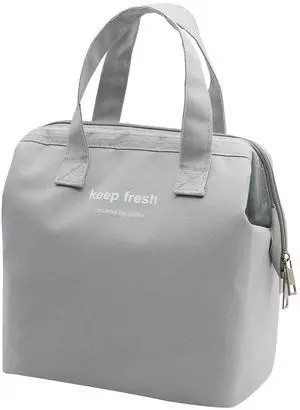 Insulated Lunch Bag Simple Cute Lunch Box for Women Men, Grey, Small Insulated Lunch Bag Simple Cute Lunch Box for Women Men, Grey, Small