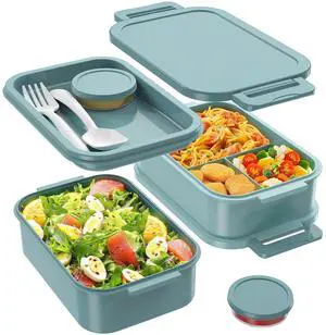Bento Box Adult Lunch Box - 72oz Stackable Bento Lunch Box for Adults, 3 Layers All-in-One Large Bento Box Leak-Proof Lunchbox with Utensil Sauce Dressing Containers for Dining Out,Work, Green Bento Box Adult Lunch Box - 72oz Stackable Bento Lunch Box for Adults, 3 Layers All-in-One Large Bento Box Leak-Proof Lunchbox with Utensil Sauce Dressing Containers for Dining Out,Work, Green