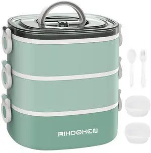 Lunch Box, Stackable 3 Layers Containers, Portable 94OZ Large Capacity Leakproof Bento Box with Spoon & Fork & Sauce Boxes, Microwave Safe Lunch Box for Kids and Adults Lunch Box, Stackable 3 Layers Containers, Portable 94OZ Large Capacity Leakproof Bento Box with Spoon & Fork & Sauce Boxes, Microwave Safe Lunch Box for Kids and Adults