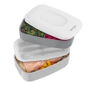 Classic Stackable 3-Compartment Adult Bento-Style Lunch Box Classic Stackable 3-Compartment Adult Bento-Style Lunch Box