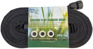 50 Foot Flat Weeper Soaker Hose - Drip Irrigation - Double Layer Design - Saves 70% Water - Consistent Drip Entire Length of Hose - Includes 3 Pressure Reducing Discs 50 Foot Flat Weeper Soaker Hose - Drip Irrigation - Double Layer Design - Saves 70% Water - Consistent Drip Entire Length of Hose - Includes 3 Pressure Reducing Discs