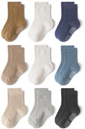 Baby Toddler Essentials Non-Slip Crew Socks for Unisex Boys Girls Baby Toddler Essentials Non-Slip Crew Socks for Unisex Boys Girls