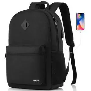 Black Backpack for Women Men,Casual School Backpack Teen Boys and Girls 15.6 Inch Laptop Bookbag with USB Charger for College High School Travel Business Black Backpack for Women Men,Casual School Backpack Teen Boys and Girls 15.6 Inch Laptop Bookbag with USB Charger for College High School Travel Business