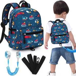Toddler Backpack with Leash, Cute Baby Backpack with Anti Lost Wrist Link, Mini Kids Backpack Leash Walking Harness for Travel, Adjustable Excavator Backpack Tether for Boys Girls Ages 1-3 Toddler Backpack with Leash, Cute Baby Backpack with Anti Lost Wrist Link, Mini Kids Backpack Leash Walking Harness for Travel, Adjustable Excavator Backpack Tether for Boys Girls Ages 1-3