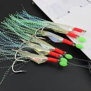 Luminous Fishing Rigs with Real Fish Skin, Glow Beads & High Carbon Hooks for Fresh/Saltwater Luminous Fishing Rigs with Real Fish Skin, Glow Beads & High Carbon Hooks for Fresh/Saltwater