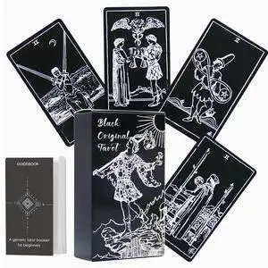 Tarot Deck Card with Guidebook for Beginners,Tarot Cards with Meanings on Them,Fortune Telling Game Cards for Lover (Black) Tarot Deck Card with Guidebook for Beginners,Tarot Cards with Meanings on Them,Fortune Telling Game Cards for Lover (Black)