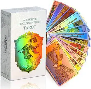 Holographic Tarot Cards, 78 Card Tarot Deck with Guidebook to Card Meanings Holographic Tarot Cards, 78 Card Tarot Deck with Guidebook to Card Meanings