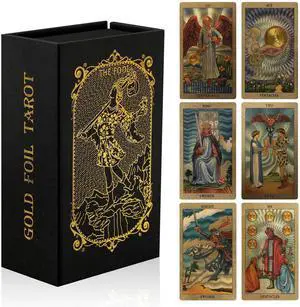 78 Tarot Cards with Guide Book,Rider Waite Tarot Deck,Gold Foil Tarot Cards Deck for Beginners Waterproof and Durable 78 Tarot Cards with Guide Book,Rider Waite Tarot Deck,Gold Foil Tarot Cards Deck for Beginners Waterproof and Durable
