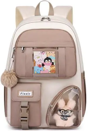 School Backpack for Teen Girls Bookbag: Cute 15.6 Inch Backpacks for Kids Middle High School BookBags Durable Laptop BackPack for Women Student Casual Daypack for Travel Khaki Beige School Backpack for Teen Girls Bookbag: Cute 15.6 Inch Backpacks for Kids Middle High School BookBags Durable Laptop BackPack for Women Student Casual Daypack for Travel Khaki Beige