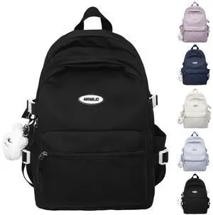 Kawaii Backpack with Cute Accessories Casual Aesthetic Daypack Simple Laptop Bag Waterproof Travel Rucksack for Women (black) Kawaii Backpack with Cute Accessories Casual Aesthetic Daypack Simple Laptop Bag Waterproof Travel Rucksack for Women (black)